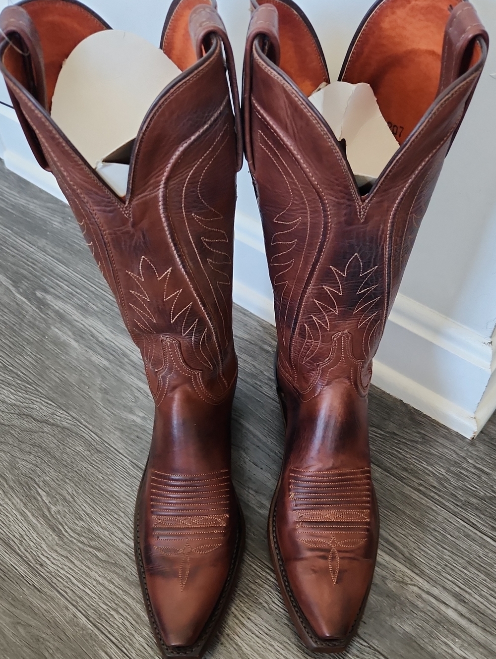 New Womens Lucchese N4604 54 Tan Burn Ranch Boots Size 6.5B - Picture 12 of 13